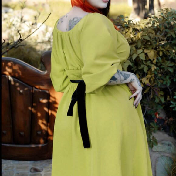 The Oblong Box Shop Eva Dress in Chartreuse - Picture 3 of 6